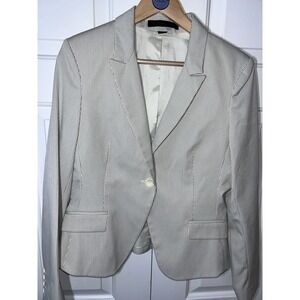 Express Women's Blazer Size 12‎ Gray Stretch Single Button Jacket Work Studio